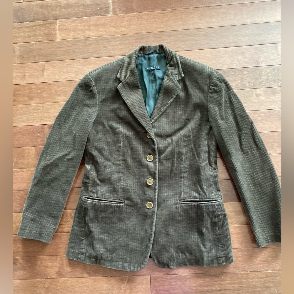Sisley Corduroy Suit Jacket Mens Sz 42 In Army Green color Italy